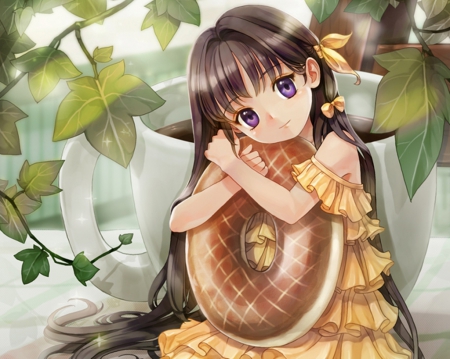 Honey Dip - gown, cute, maiden, beautiful, delicious, anime girl, adorable, yummy, girl, lady, food, lolita, pretty, kawaii, beauty, sweet, anime, dress, long hair, loli, nice, lovely, female