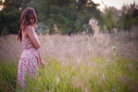 Embracing the Day â™¥ - woman, beauty, girl, photography, field, nature, pretty, beautiful, brunette