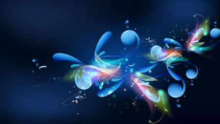 Blue Floral Abstract - abstract, flowers, 3d and cg, blue