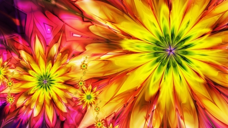 Colorful Flower Abstract - colors, abstract, flowers, 3d and cg