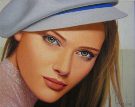 Painting - face, painting, hat, eyes