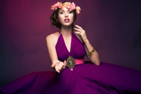 Entranced - purple, lady, model, flowers, photography