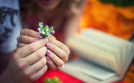 With Love - flowers, photography, book, hands