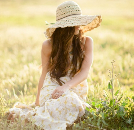 Beauty - field, photography, soft, hat