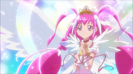 Ultra Cure Happy - pretty, anime, tiara, twin tail, kawaii, female, wing, twintail, crown, angel, long hair, cure happy, princess, nice, pink hair, twin tails, anime girl, twintails, girl, lovely, sweet, pretty cure, precure, rincess, magical girl, wings, miyuki, cute, adorable