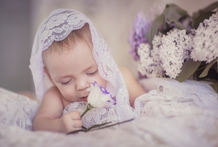 Cute Baby - photography, flower, abstract, baby