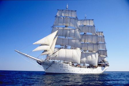 Tall Sailboat - water, blue, boat, ocean, sailboats, sails, shadow, boats, sailing, white, nature, sky