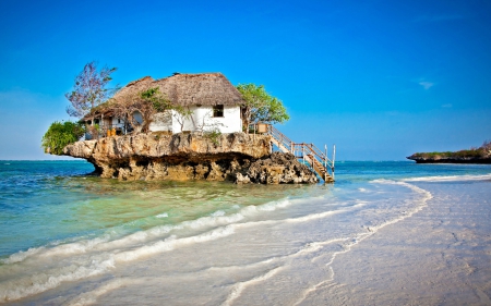 Beach Restaurant in Zanzibar, Tanzania - Rock, Zanzibar, House, Beach