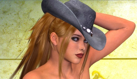 ~Cowgirl~ - blonde, cowgirl, 3d and cg, hat