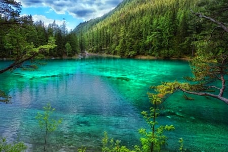 Gruner See, Austria - lake, green waters, trees, forest, beautiful, mountains