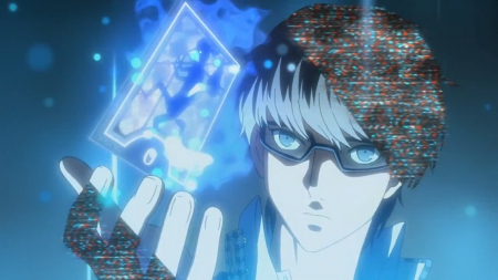 Persona - anime, magic, light, boy, male, shining, card, persona four, narukami, abstract, persona 4, yuu narukami, cool, narukami yuu, persona, glow, yuu, fantasy, handsome, glowing, bright, sexy