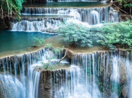 Japanese garden waterfall - nature, japanese, garden, waterfall