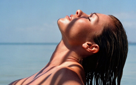 Embracing the Morning - woman, beach, nell, model