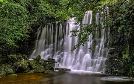 Waterfall near Grassington, Yorkshire, England - nature, england, forest, waterfall