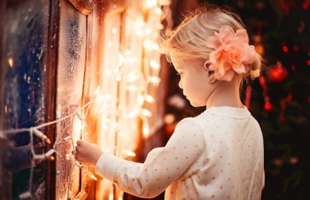 Sweetness - bokeh, face, girl, hand, sweet, lights