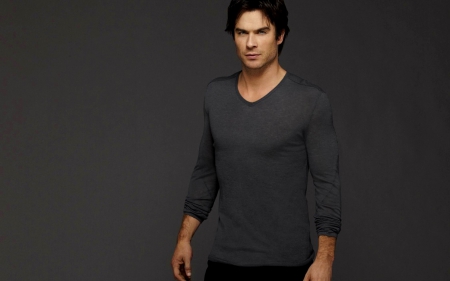 Ian Somerhalder as Damon - Vampire Diaries, actor, grey, tv series, Ian Somerhalder, man, Damon