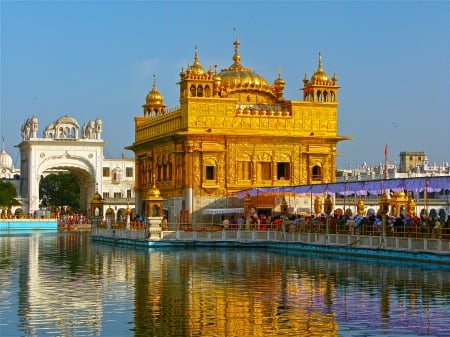 Sarovar and the Golden Temple - golden temple, sarovar, architecture, buildings, gold