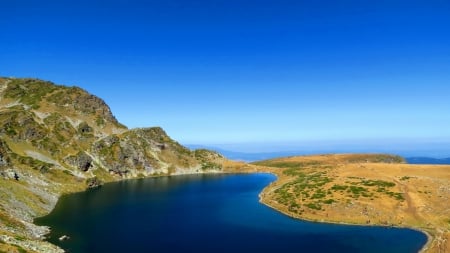 Mountains, Blue Water, and Sky in Bulgaria - nature, lakes, sky, blue, mountains, bulgaria