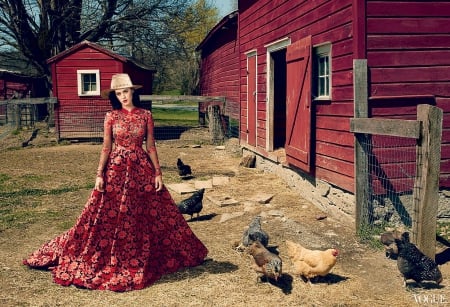 Cowgirl Katy Perry - women, chickens, fun, female, fashion, Katy Perry, barns, girls, music, cowgirls, style, outdoors, famous, westerns