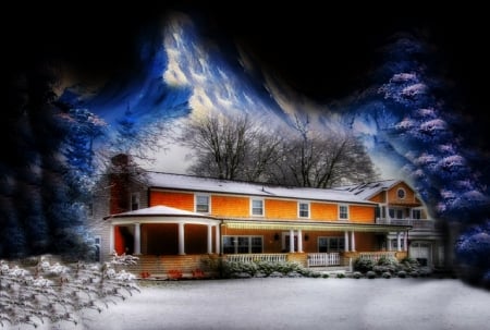 Winterhaven - winter, mountains, house, snow