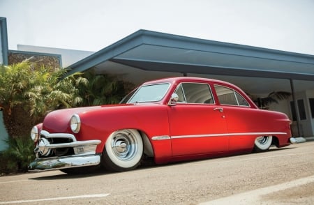 1950-Ford-Sedan - red, classic, olskool, whitewalls