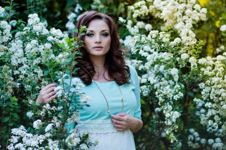 Beauty - lady, beauty, model, lilacs