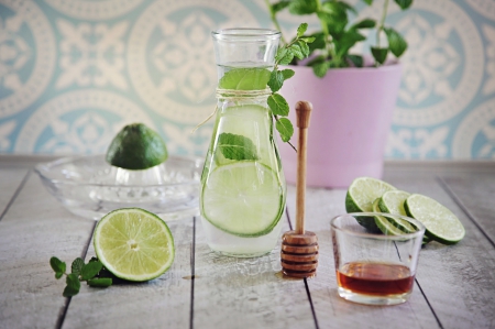 Cool drink - drink, honey, lime, mint