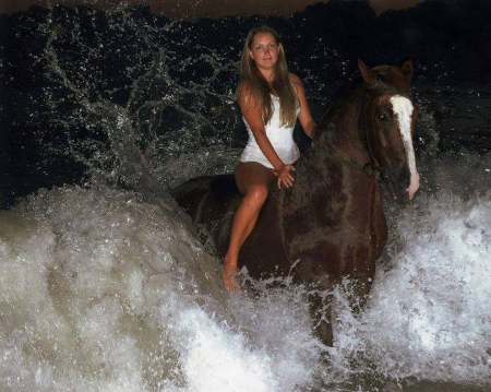 Girl - horse, girl, amazing, sea