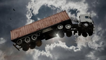 Flying High - semi, truck, big rig, flying