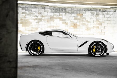 White Stingray - 2014, bowtie, black wheels, gm