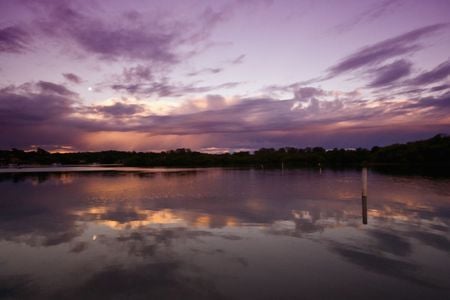 Dusk on the lake - sky, lake, dusk, clouds