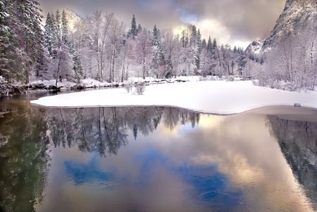 Silence Is Golden - lake, water, beautiful, ice, snow