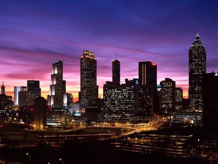 Atlanta Skyline at Sunset Georgia - modern, sunset