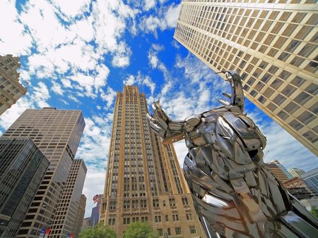 Chrome Sculpture Michigan Avenue Chicago Illinois - castles, cityscapes