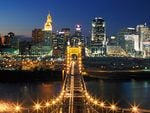 John A. Roebling Suspension Bridge and Cincinnati Skyline