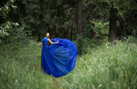 Beauty - forest, lady, blue, photography