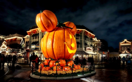 TRICK or TREAT - halloween, california, pumpkin, night, disney