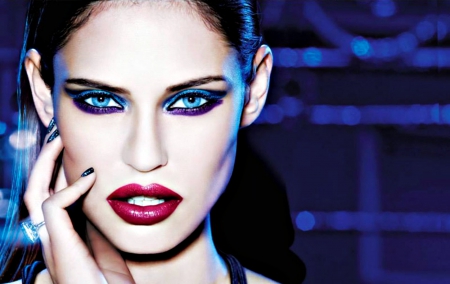 Bianca Balti - woman, face, girl, pink, blue, make-up, model, bianca balti