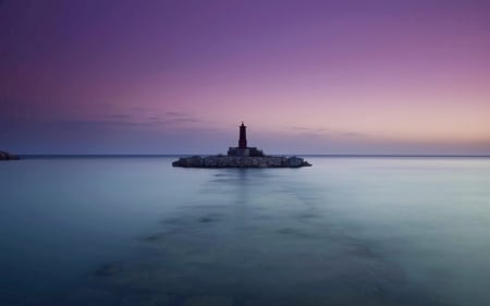 Lighthouse - nature, sky, lighthouse, ocean, evening, scenery