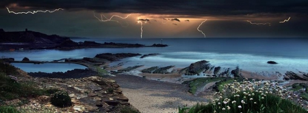 Lightning - lightning, storm, amazing, sea