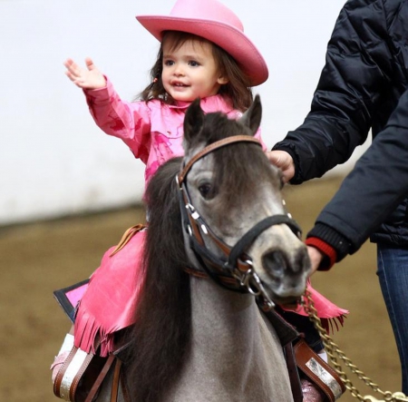 Children - horse, children, blonde, cowgirl