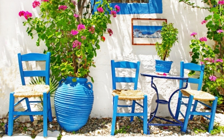 Table for Two - table, greece, architecture, terrace