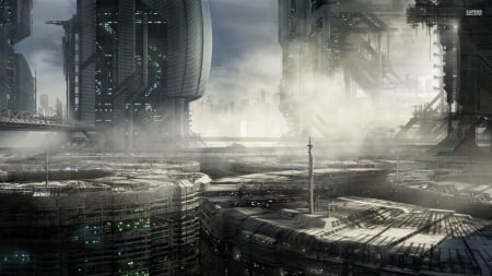 cyberpunk architecture - architecture, building, platform, cyberpunk