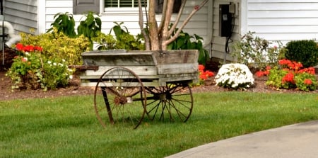 Autumn Decor - autumn scene, autumn decor, wagon, wagon decor, decor