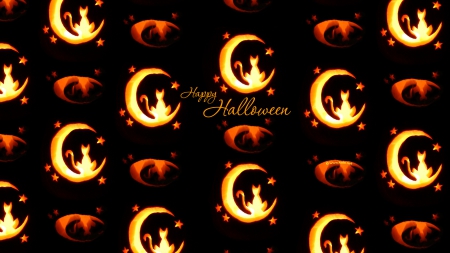 Happy Halloween - halloween, cats, moons, jack-o-lanterns