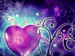 Purple and Blue Heart and Butterflies