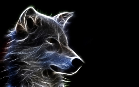 Fractal Wolf - predator, digital, artwork, head