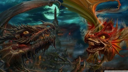 dragon fight - black, fight, orange, dragon