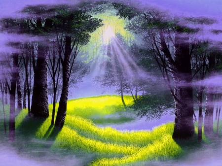 â•­â™¥â•¯Glow Forestâ•­â™¥â•¯ - attractions in dreams, forests, trees, sunbeam, stunning, creative pre-made, nature, glow, love four seasons, landcapes, beautiful, green, colors, paintings