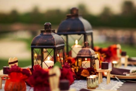 Lights - decoration, lanterns, tableware, candles, table